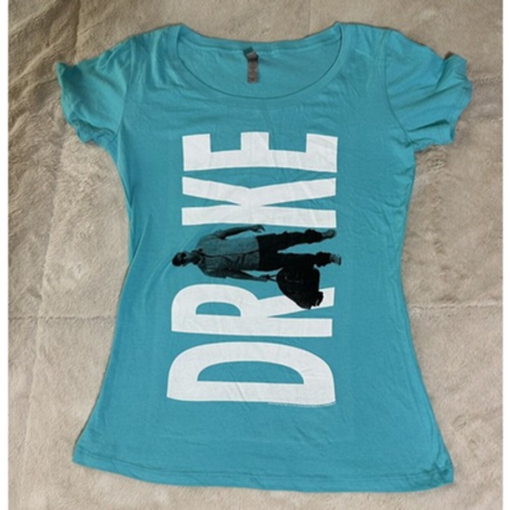 Drake Shirt Womens Size XL Sea Blue Fitted Graphic Tee Next Level Apparel